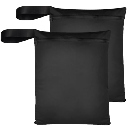 2pcs Wetbag Schwimmsachen 50x40 cm,Schwimmbeutel Wasserdicht,Tasche für Nassbeutel Badesachen,Nasstasche Wasserdichte Wet Bag mit Reißverschluss,für Badeanzüge,Sportkleidung,Strandtuch,Schwarz