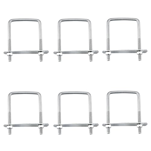 Vexran Bügelschrauben M6, U Bolzen, Vierkant-Bügel 50 x 80mm U Schrauben Edelstahl Mit Quadrat U Bügel mit Gewinde, mit 12 Muttern und 6 Rahmenplatten, Geeignet für Automobile, Rohre, Industrie