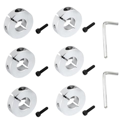 Zyiphor 6 Stück Geteilte Stellringe 20mm Achse Welle Aluminiumlegierung Tiefenanschlagringe Klemm Wellenmanschette Achskappen Wellensicherungsring Klemmring mit Sechskantschlüssel