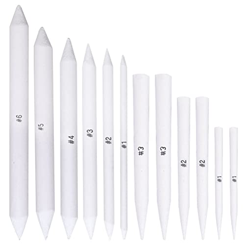 kuou 12 Stück Mischen Papierwischer, 6 Stück Blending Stumps+6 Stück Tortillions Skizzen Zeichnen Werkzeuge für Malerei Zeichnen DIY(Weiß)