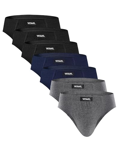YESWEL Unterhosen Herren Slip 7er Pack, Atmungsaktive Baumwolle Unterwäsche Männer Mit Elastischer Bund, Kratzfreie Etiketten (Mehrfarbig 01, XL)