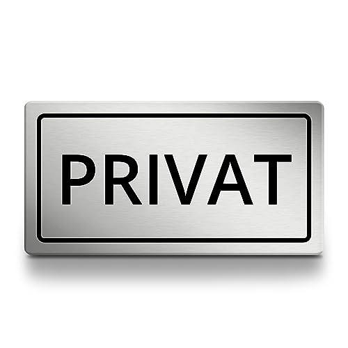 Privat Schild rechteckig, 15x7,5 cm lang in silber, Türschild, selbstklebend, wetterfestes Hinweisschild