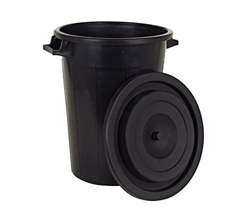 Spetebo Universaltonne 100 Liter mit Deckel - schwarz - Kunststoff und 2 Tragegriffen