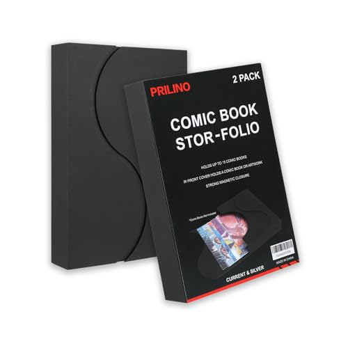 2er-Pack Comicbuch Stor-Folio – Aufbewahrungsbox für aktuelle und silberne Zeit-Comics, tragbares Folio mit starkem Magnetverschluss, ideal für Konventionen