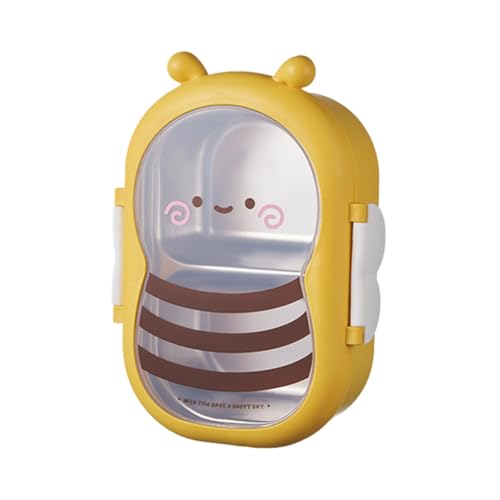 Uposao Bienen Brotdose Edelstahl Lunchbox Bento Box Lunchbox mit Kunststoffverschluss mit 2 Fächern für Studenten Kinder Büroangestellte Picknick Heimbüro und Schulessen