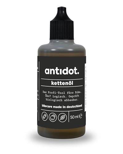 antidot. kettenöl, Tropfflasche 50ml, Testsieger, biologisch abbaubar, reduziert Reibung, schützt vor Verschleiß, für alle Fahrräder und E-Bikes, bikecare - made in Deutschland
