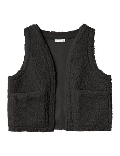 NAME IT Mädchen Nkfriteddy Waistcoat Teddyweste, Black, 134/140