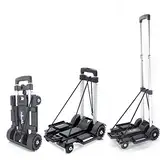 ZHJINGYU Folding Trolley,Max Belastung 52.8kg Utility Cart mit 4 Rädern & 2 elastischen Seilen, Portable Rucksack Trolley, Gepäck Trolley, Lebensmittel Trolley, Reisen, Umzug (Aluminium)