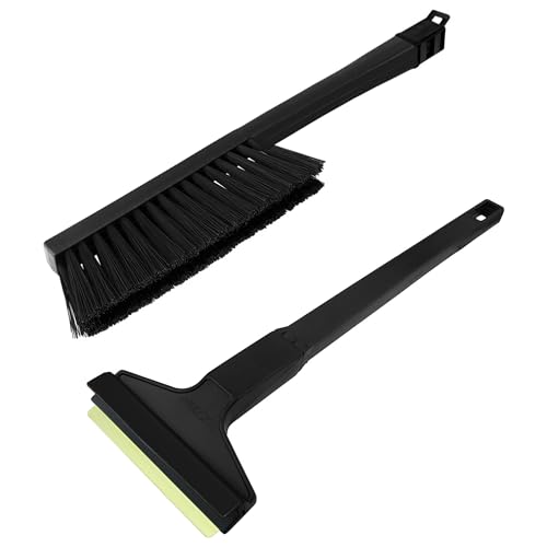 Eiskratzer Auto lang mit Besen Murska Eiskratzer Messing mit Schneebesen Auto Besen Winter Scheibenkratzer Auto - Besen Auto Schnee - Schneefeger Auto Schneebürste Auto (Set L&P A055 + A059 Schwarz)