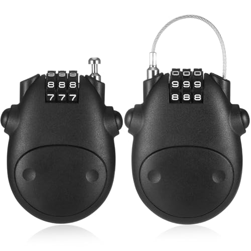 Fentar 2stk Kabelschloss Zahlenschloss, Wasserdichtes Fahrradschloss Klein, Tragbares Helmschloss, Rollerschloss, Fahrradschloss Leicht, 81cm Einziehbare Seilschloss für Helm Motorrad Scooter Koffer