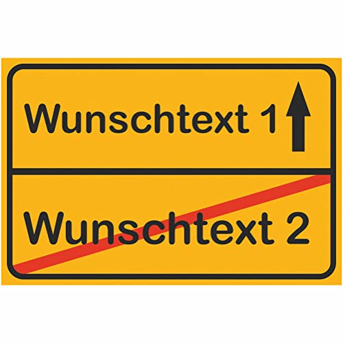 INDIGOS UG - WUNSCHTEXT Schild - 30x20cm - AluDibond Ortsschild mit eigenem Namen oder Text - personalisiert - Wunschtext individuell - Ortsname, Funschild, Namensschild