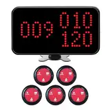 Restaurant Pager Drahtloses Rufsystem Patienten Pager System Kundenruf System Mit 5 Wasserdichten Rufknöpfen und 1 Anzeigeempfänger für Restaurant, Bar,Krankenhaus, Klinik,Café, Shop