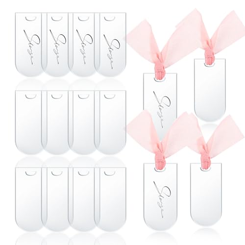 LELE LIFE Acryl-Tischkarten, DIY-Hochzeitsschilder, Namensschilder, Geschenkanhänger, Tischschilder, Blanko Anhänger Mit Löchern, Transparent, 16 Stück