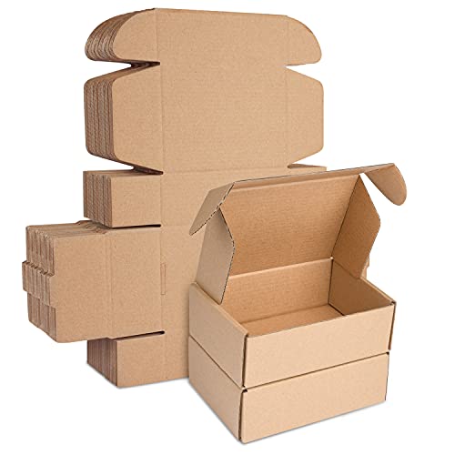 Klein Versandkartons, 150x100x50mm Maxibriefkartons für Postversand, Versandtaschen Warensendung, Braune Verpackungskartons für Geschäft, Aufbewahrung oder Geschenkbox, aus Wellpappe(25 Stück)