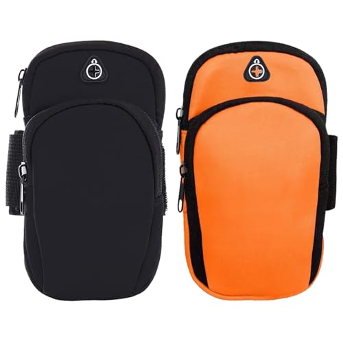 HTTDSLF 2er-Pack Armband Armtasche, Sportarmband Mit Kopfhörer, Handytasche JoggenOutdoor Handytasche Sport, Für Laufen, Workout, Joggen und Fitness, Tasche für Handy Bis zu 6,7"