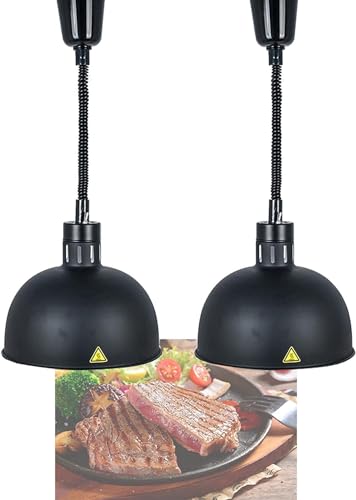 Heizlampe Küche Heizlampe für Lebensmittel Thermo-Lampe für Lebensmittel kommerzielle Speisenwärmer für Restaurants einziehbare Hängelampe ( Color : Black , Size : 29 cm (2pcs)
