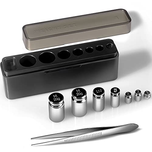 UNIWEIGH Kalibriergewicht-Set,7 Stück 1–60 g Kalibrierungs-Gramm-Skala-Gewichts-Set,kleines Testgewicht für digitale Waage,beinhaltet: 1 x 1g,2 x 2g,1 x 5g,1 x 10g,2 x 20g,Stück Pinzette