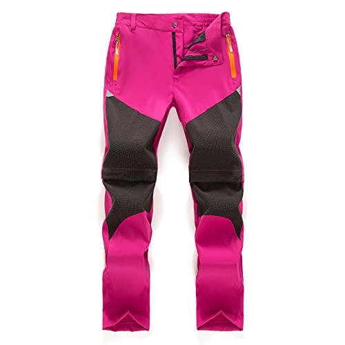 Daysskk Arbeitshose Kinder Mädchen Zip Off Hose Sommer Kinder Softshellhose Wanderhose Mädchen Schnelltrocknend Trekkinghose Zip Off Outdoorhose Mädchen Wasserdicht Funktionshose Rosa 110