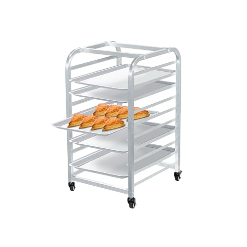 OFFICEROO Bakery Bun Pan Speed Rack – nur halbes Blatt, Größe angepasst, Lebensmitteltabletts Wagen, für kommerzielle Backwaren und Bäcker (10 Ebenen), Tabletts nicht im Lieferumfang enthalten