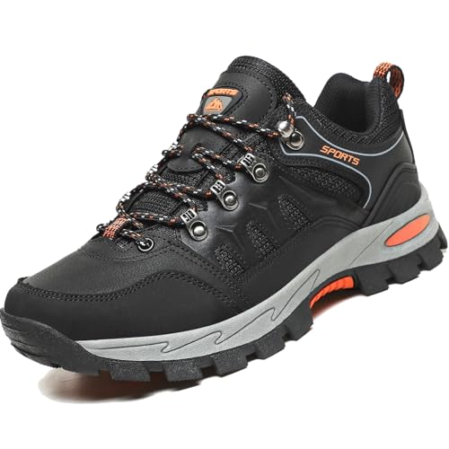 VTASQ Herren Wanderstiefel Leichte Wanderschuhe Atmungsaktiv Outdoor Sportlich Gleitsicher Bequem Bergstiefel Trekking Schuhe Damen Herren Wanderhalbschuhe schwarz 43EU