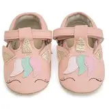 IceUnicorn Krabbelschuhe Baby Sommer Lauflernschuhe Baby Weicher Leder Sommer Baby Sandalen Lederschuhe Baby Wildledersohlen Babyschuhe(Einhorn Pink, 12-18 Monate)