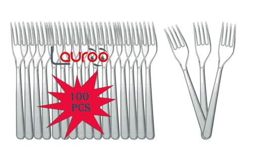 Plastikgabel LUX Mehrweg Dessertgabeln Plastikbesteck - Transparent 100 Stück