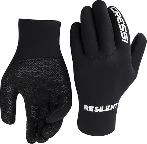 Cressi Resilient Gloves 3mm L - Unisex Ultra Grip Handschuhe aus weichem Neopren Schwarz 3 mm, zum Tauchen, Angeln, Schnorcheln, Surfen, Paddeln, Kajakfahren und Schwimmen, L