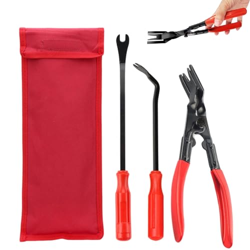 Nietzange aus Kunststoff, Türverkleidung Zange, Türverkleidungs Lösezange, Clipzange für Auto Tür, zum Entfernen von Türverkleidungen und Innenverkleidungsclips, 3 Stück, mit 1 Aufbewahrungsbeutel