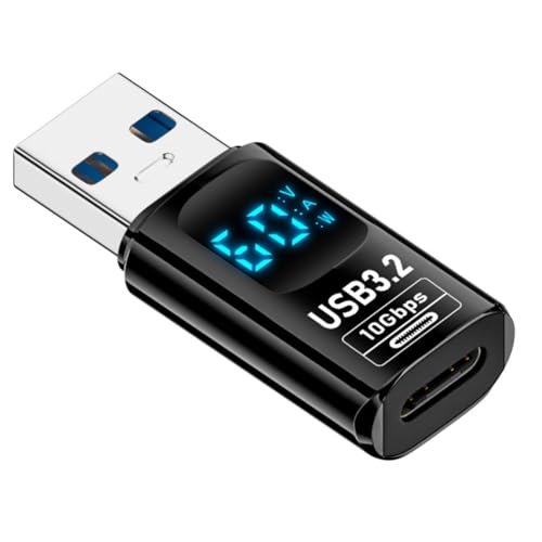 PAGJHRFJG 1 STÜCK Digitale LED-Anzeige USB 3.2 Adapter 10 Gbit/S 36-60 W Leistungsmesser-Tester Smart Chip Datenübertragung USB C Verlängerung C