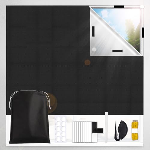 100% Fenster Verdunkelung Ohne Bohren, Passend für Jede Fenstergröße & Form, Dachfenster Verdunkelung Innen Sonnenschutz Fenster für Reise (200 x 145 cm)