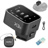 Godox X3N X3-N 2.4G OLED-Touchscreen Flash Trigger TTL kabelloser Blitzauslöser, mit TCM-Konvertierung, Eingebauter 3,7 V 850 mAh Li-Ion-Akku mit Aufbewahrungstasche für Nikon-Kameras (X3N)