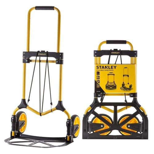 Stanley Faltbarer Sackkarre FT582 - Tragfähigkeit bis zu 90KG - Transportwagen - 50 x 45 x 98 CM - Leichtes Aluminium - Schwarz/Gelb