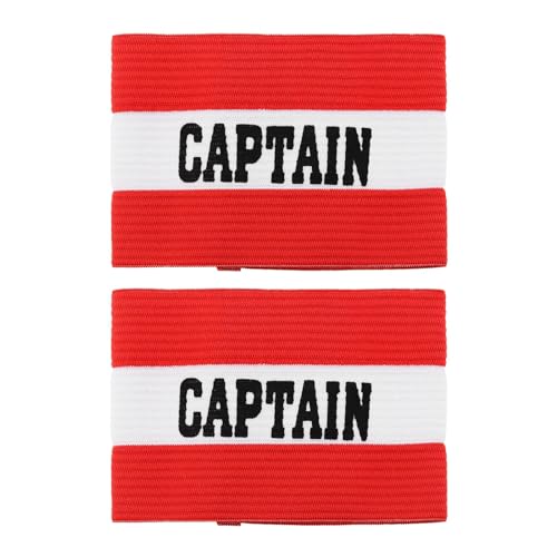 LT Easiyl 2 Stück Kapitänsbinden Sportarmband 30 X 8,8 cm Nylon Elastische Armbinde für Fußball Basketball Fußball Mannschaftssport Sportausrüstung Zubehör, Rot Und Weiß