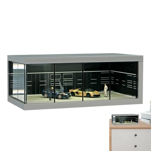 FmtwPhn Transparente Box für Spielzeugauto, staubdichte LED-Vitrine, platzsparende Vitrine mit Licht, Fahrzeug-Spielzeug-Organizer zum Ausstellen, Schutz
