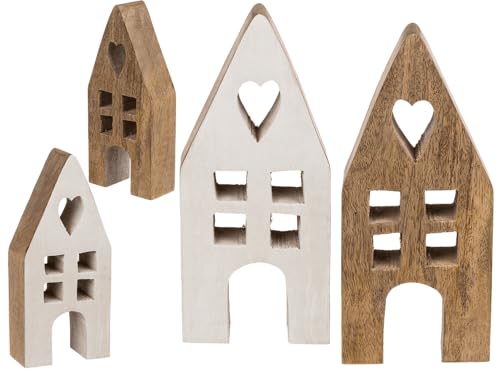 Out of the blue Deko-Holz-Haus, 9 x 4 x 20 cm, Seite A: weiß, Seite B: Natur
