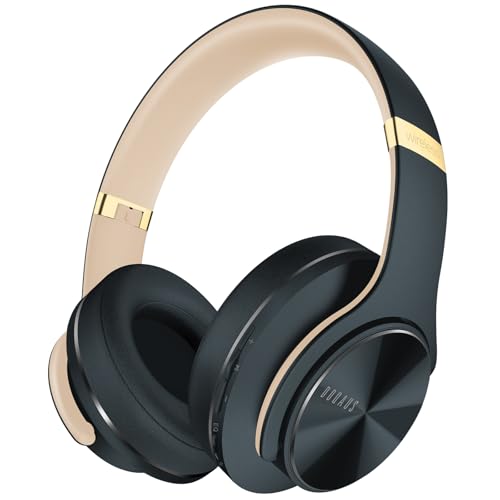 DOQAUS Bluetooth Kopfhörer Over Ear, Bis zu 90 Std Kabellose Kopfhörer mit 3 EQ-Modi, HiFi Stereo Faltbare Headset mit Mikrofon, weiche Ohrpolster für iPhone/ipad/Android/Laptops (Asphaltgrau)