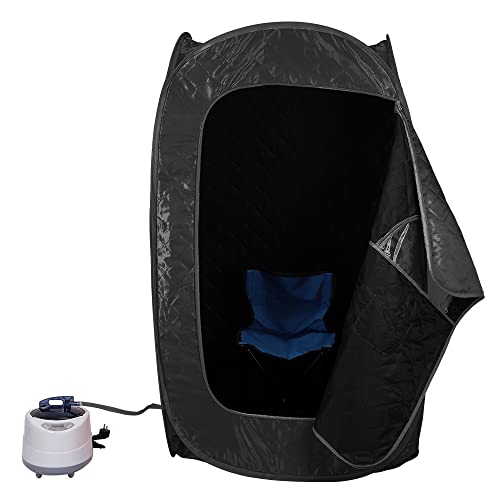 Dampfsauna Faltbare Persönliche-Saunakabine, zusammenklappbar,Dampfsauna mit Fernbedienung, 9 Timer-Optionen, Sprühfunktion, ultradünn, Dampfgerät-80 * 80 * 135cm (schwarz)