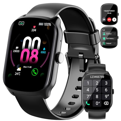 Smartwatch Herren Damen, 1,95" HD Gebogener Bildschirm Smart Watch, mit Bluetooth Anrufe, Pulsmesser Schlafmonitor, 112+ Sportmodi Fitnessuhr, IP68 Wasserdicht Schrittzähler Sportuhr für Android iOS