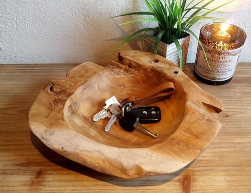 Teakschale Dekoschale Holzschale Teak Schale Schmuckschale ca. Ø 30 cm massiv Wurzelholz natur handgemacht Schlüsselschale