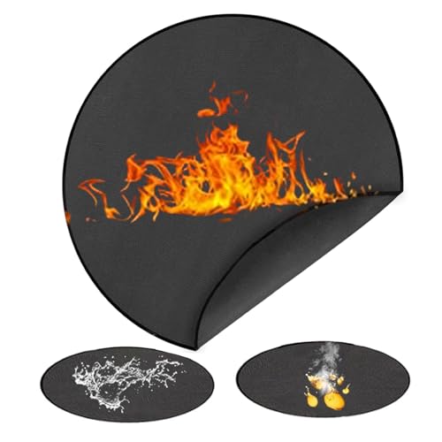 Rund Brandschutzmatte, 91cm Grillmatte Bodenschutz, Feuerfeste Unterlage BBQ Außenbereich Hitzeschutzmatte, 3 Schicht Wasserdicht Faltbare groß Feuerschalenmatte Grillmatte für Gras, Boden, Solo Stove
