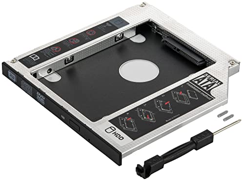 POPPSTAR Laufwerksrahmen für 2,5" SSD HDD Festplatte (7mm, 9,5mm) in 9,5mm Sata 3 CD-DVD Schacht (Notebook, Laptop, etc.), Festplattenrahmen Aufrüstset