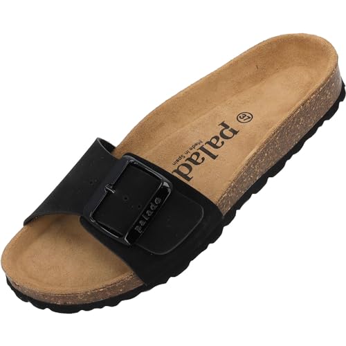 Palado Pantoletten Damen Malta EGS Haze – elegante Sandalen Made in Spain - bequeme Hausschuhe mit Kork-Fußbett - modische Sommerschuhe Schwarz UK7 - EU40