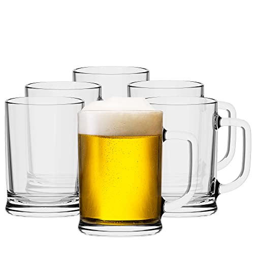 TREND FOR HOME Bierkrug 0,5 Liter Set von 6 mit Handlichem Griff Glaskrug 0,5 Liter Bier Glas Bier Krug Biergläser 0,5 Bierbecher Biermaßkrug Glas Bierkrüge Maßkrug Transparent | Ulf