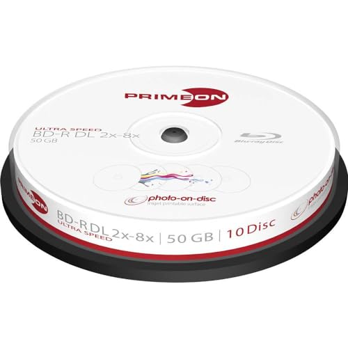 PRIMEON BD-R DL 50GB/2-8x Cakebox (10 Disc) photo-on-disc, Inkjet Full Size Printable Surface