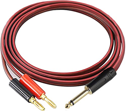 1/4 TS Lautsprecherkabel mit Bananenstecker 6,35 mm TS Phono auf Bananenstecker Vergoldete 1/4 TS Stecker auf zwei Bananenstecker OFC HiFi-Lautsprecherkabel - 2m
