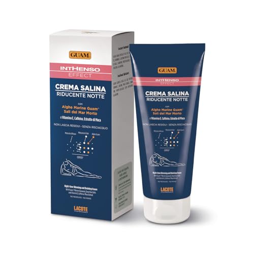 Guam, Inthenso Salzige Reduktionscreme für die Nacht, Körperbehandlung mit Remodellierung und Drainage-Effekt, mit Algenfango Guam und Totes Meer Salz, Made in Italy, 200 ml
