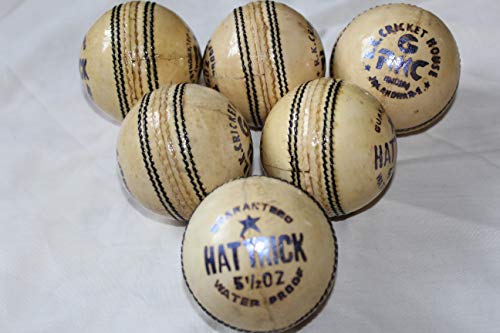 C.R.K Hatrick Cricket-Bälle, Leder, Weiß, 6 Stück