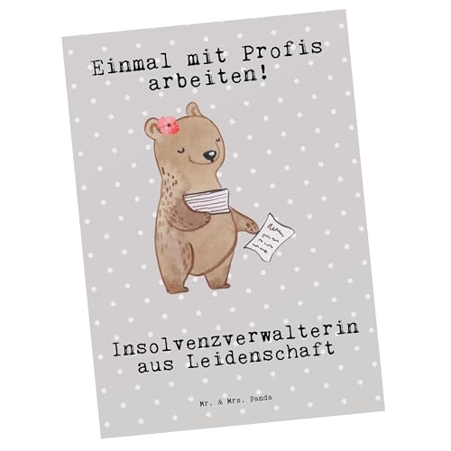 Mr. & Mrs. Panda Postkarte Insolvenzverwalterin Leidenschaft - Geschenk, Ausbildung, Beruf, Grußkarte, Einladungskarte, Geburtstagskarte, Einladung