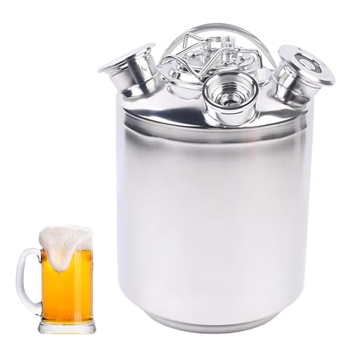 TAZZOR Bier Reinigungsfass 10L Edelstahl - 3-Kopf Zapfanlagen Reinigungsset inkl. Keg-Spießen A, S, G - Bierzapfanlage & Bierleitungsreiniger - Rostfreier 10L Reinigungsbehälter