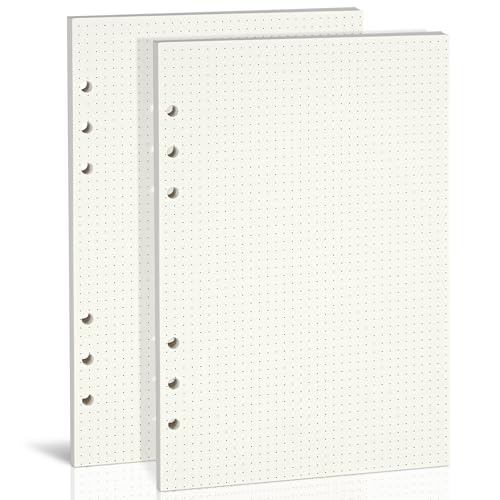 luvtree Nachfüllpapier für A5 6-Ringbuch-Notizbuch/Refill Papier/Linie Papier/6 Löcher Lose Blätter/Refill Leeres Papier 100 GSM.Gepunktete Linie.2 Stück(enthält 160 Blatt/320 Seiten)
